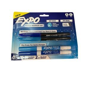 #25 supply bundle EXPO Marker Set*4-pack*2 blue wet erase*2 blue dry erase*(4)